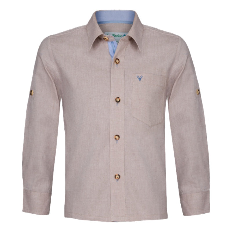 Kinder Trachtenhemd beige bestickt
