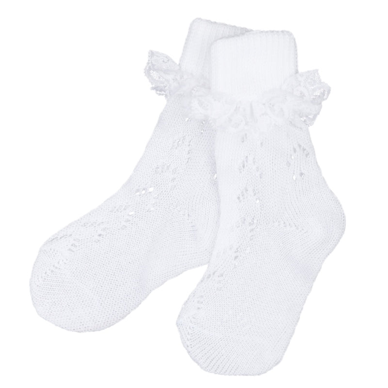 Children's traditional socks white with ruffles