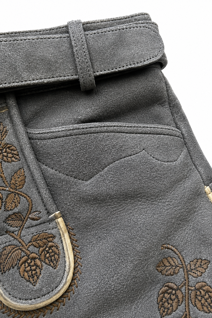 Lederhose Liga di Bavaria Luxury Collection "Holledau" deep grey TD04