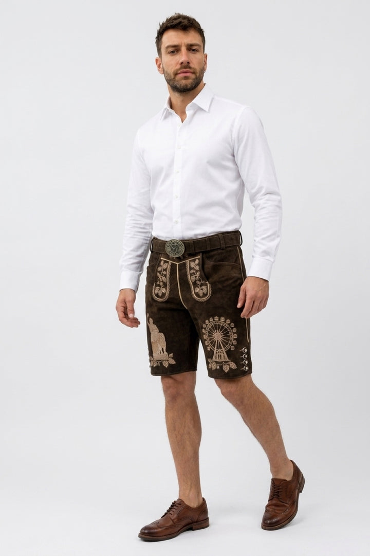 Lederhose Liga di Bavaria Luxury Collection "Festwiese München" bavarian brown TD07