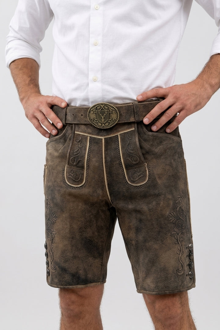 Lederhose Liga di Bavaria Luxury Collection "Tradition" soft braun TD03
