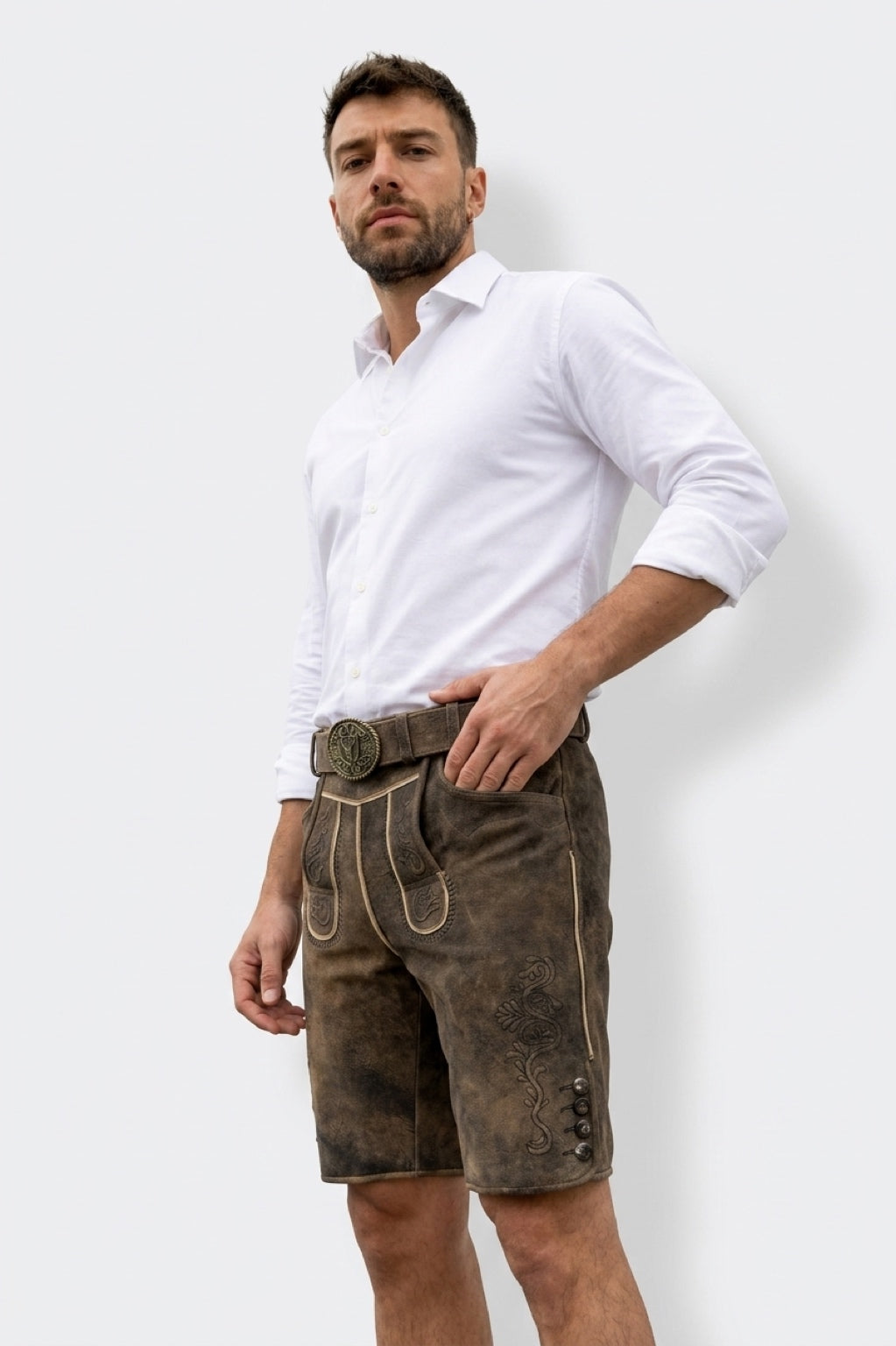 Lederhose Liga di Bavaria Luxury Collection "Tradition" soft braun TD03