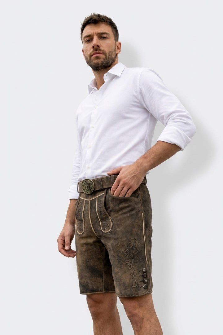 Lederhose Liga di Bavaria Luxury Collection "Tradition" soft braun TD03