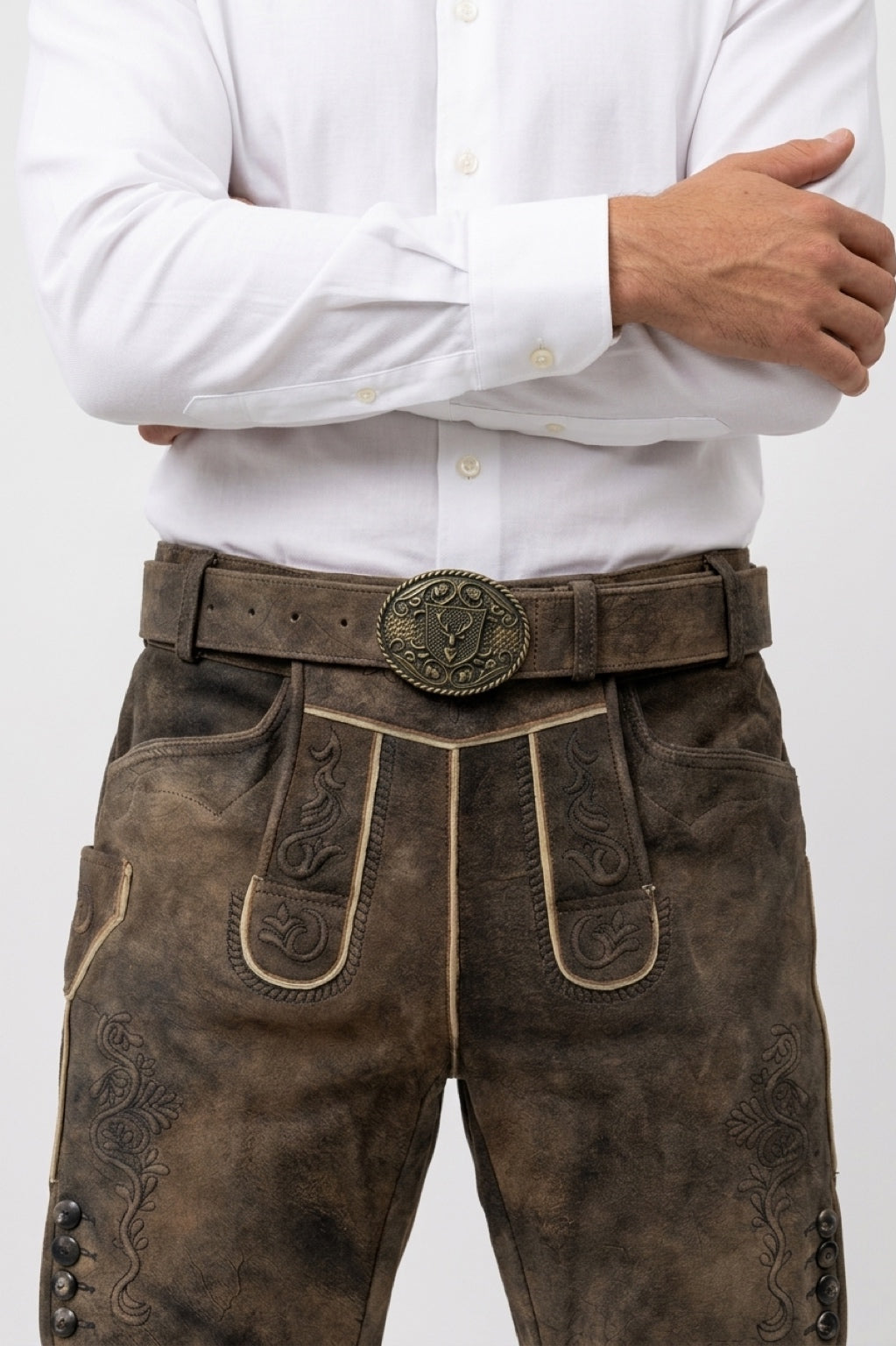Lederhose Liga di Bavaria Luxury Collection "Tradition" soft braun TD03