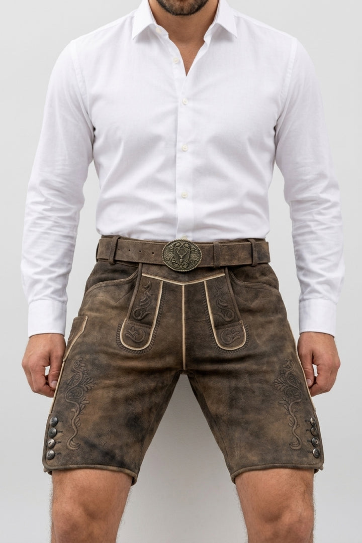 Lederhose Liga di Bavaria Luxury Collection "Tradition" soft braun TD03