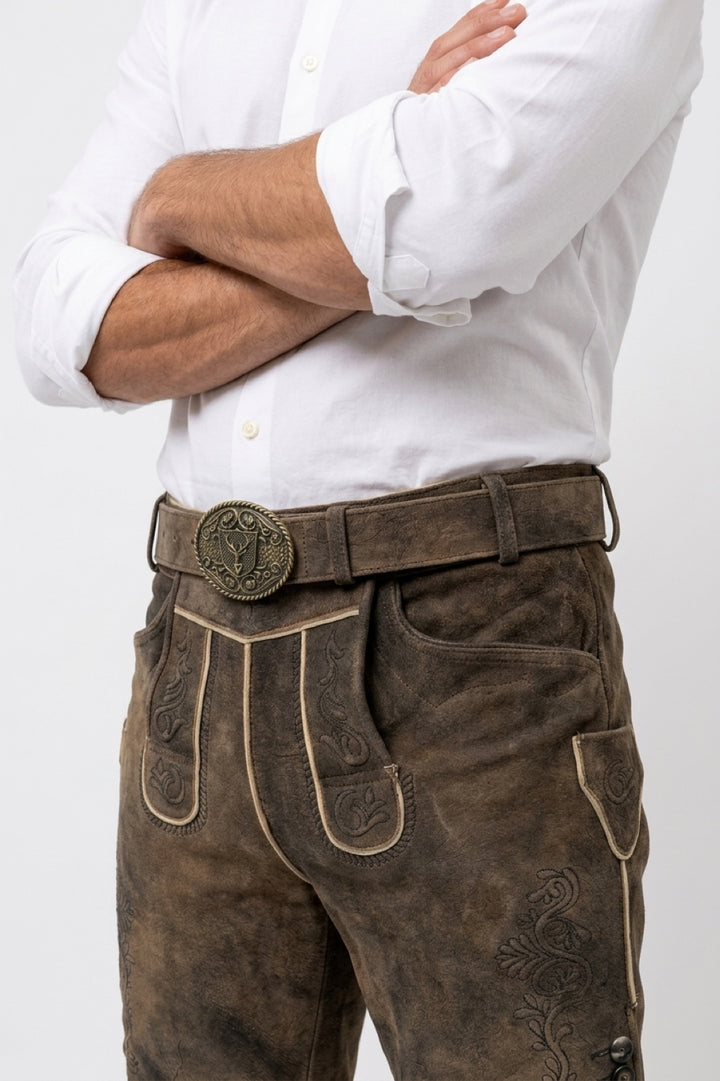 Lederhose Liga di Bavaria Luxury Collection "Tradition" soft braun TD03