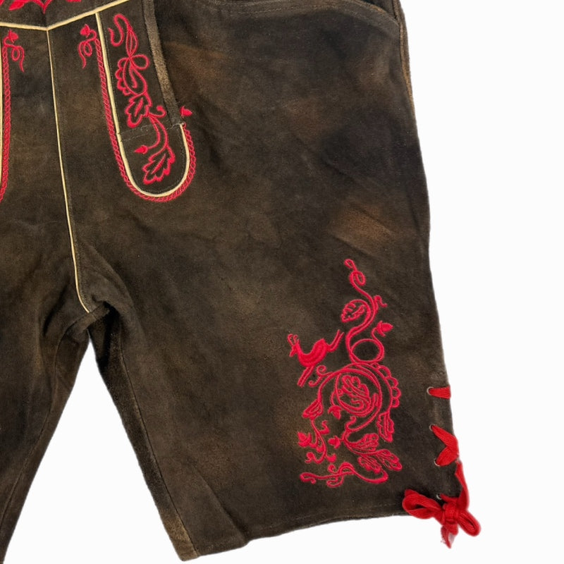Lederhose Hirsch Royal Rot Mokka