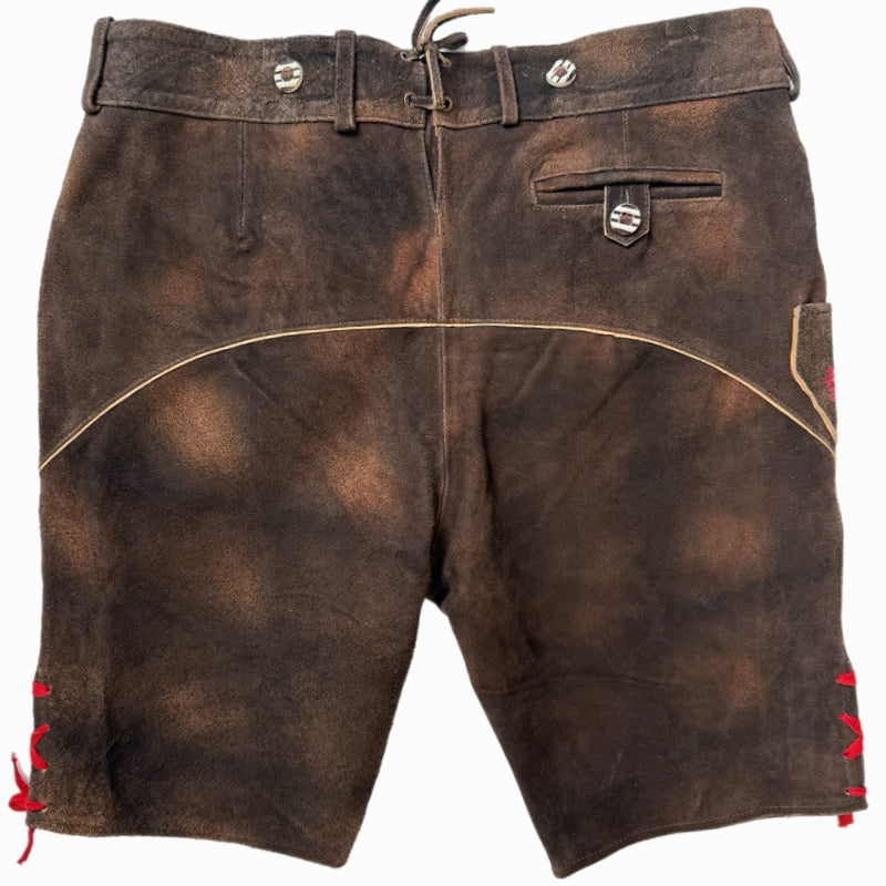 Lederhose Hirsch Royal Rot Mokka