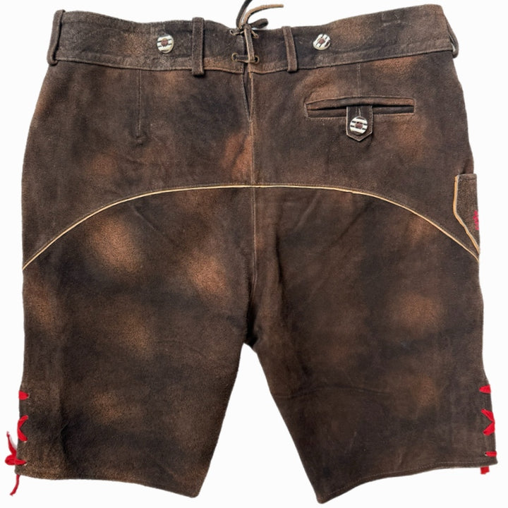 Lederhose Hirsch Royal Rot Mokka