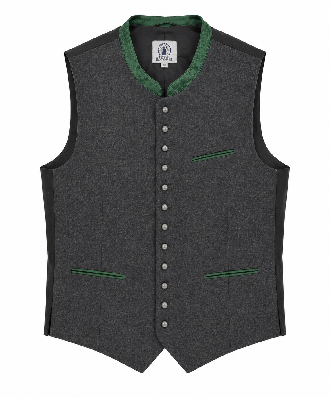 Traditional vest Liga Di Bavaria Helli - wool dark grey / green