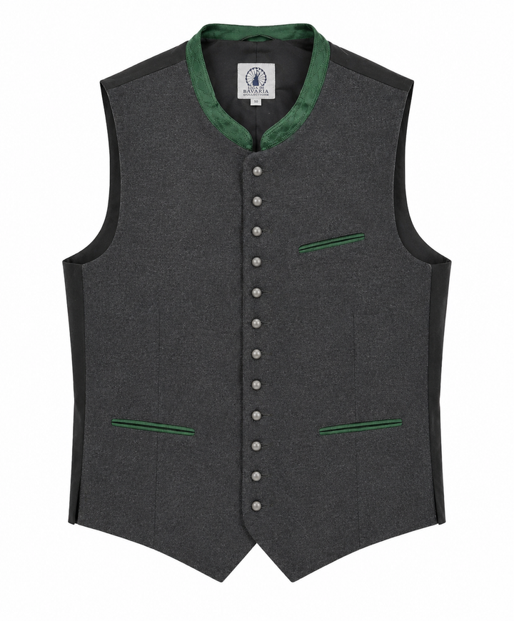 Traditional vest Liga Di Bavaria Helli - wool dark grey / green