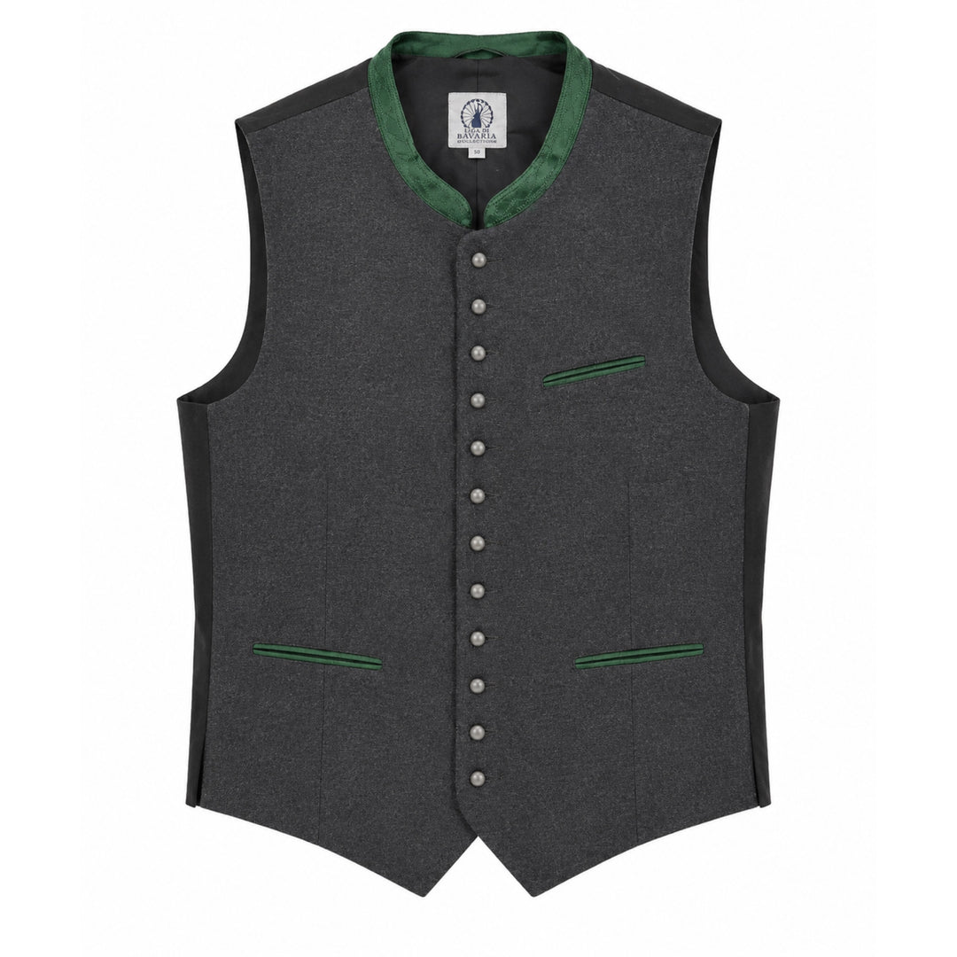 Traditional vest Liga Di Bavaria Helli - wool dark grey / green