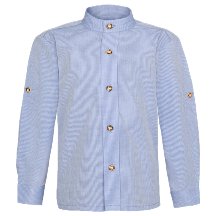 Herren Trachtenhemd blau mit Stehkragen