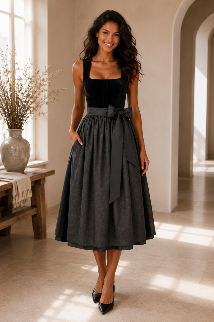 Dirndl Liga Di Bavaria Cotoure Samt&Seide ONYX 72cm