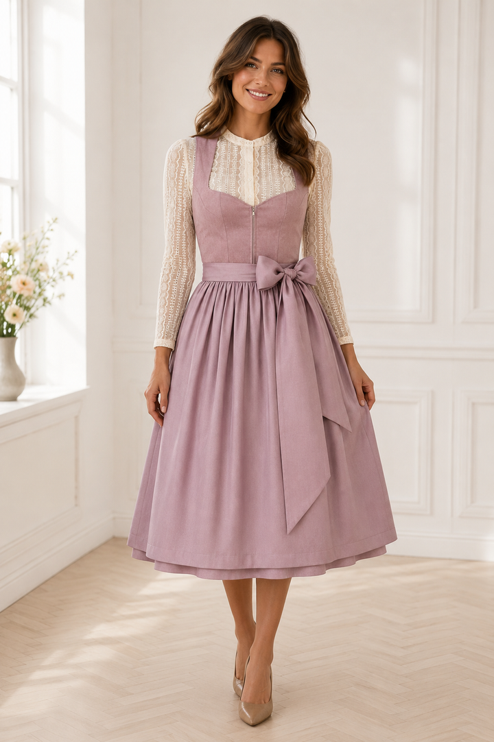 Dirndl Liga Di Bavaria Flieder   Velours Optik 70cm