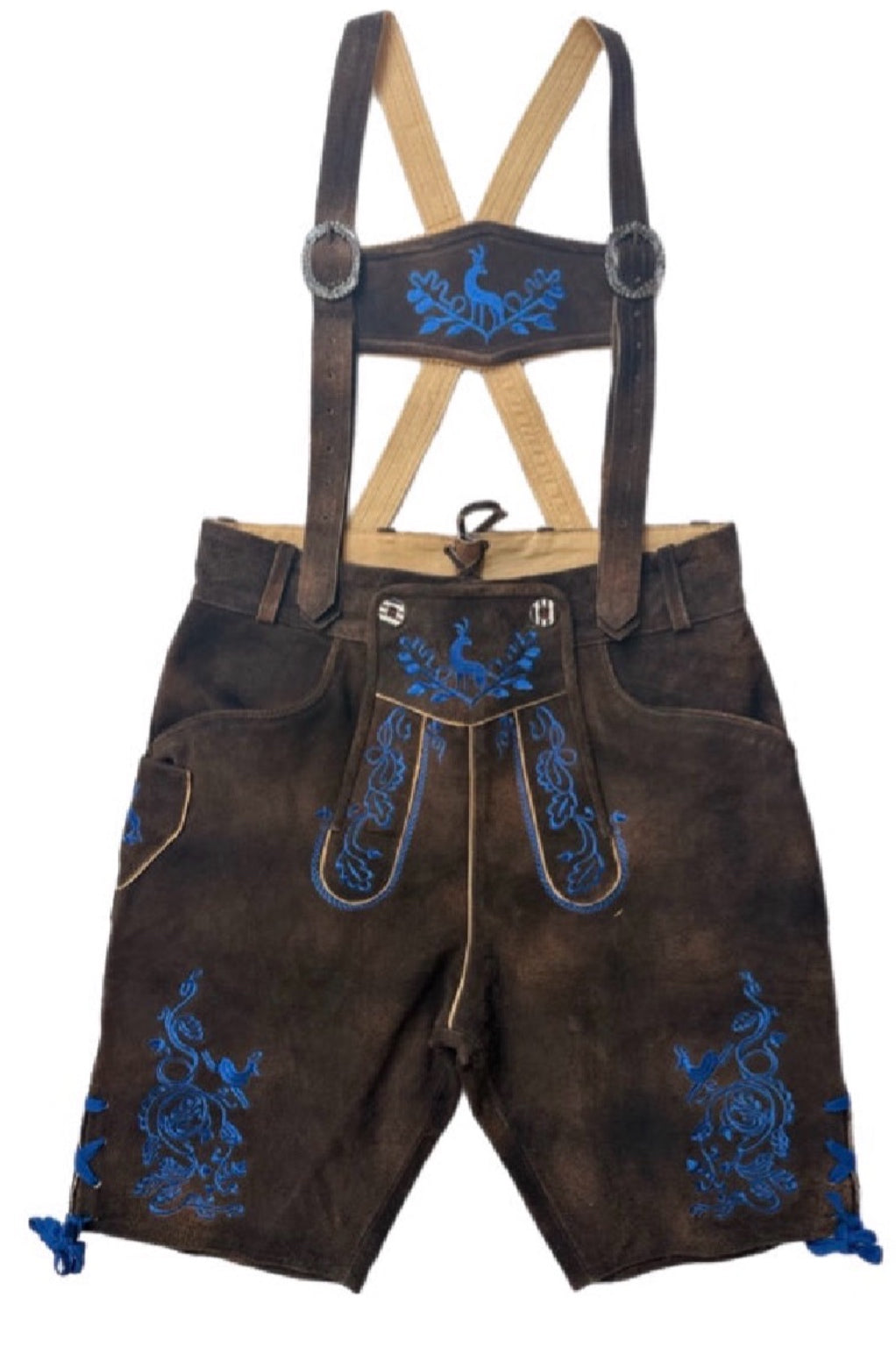Lederhose Hirsch Royal Blau Mokka