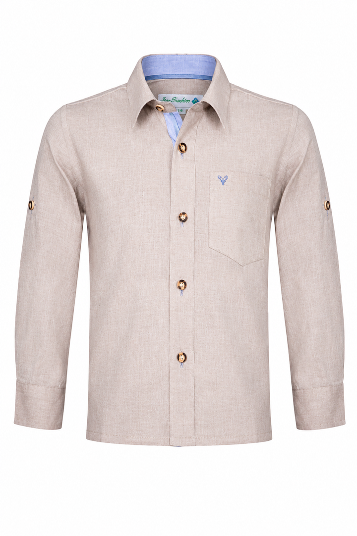 Kinder Trachtenhemd beige bestickt