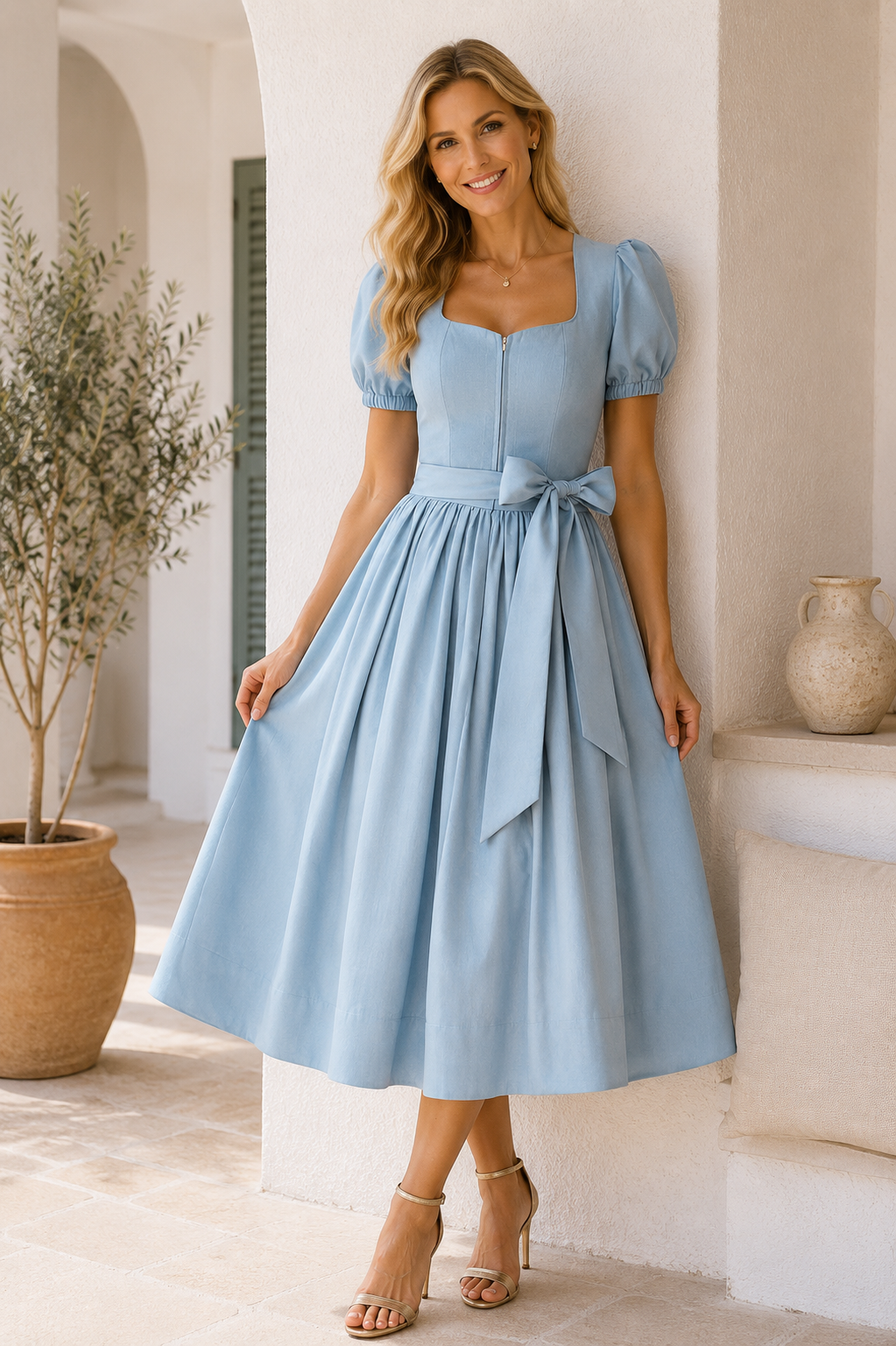 Baby Blue Dirndl Ingrid mit Cord – 72 cm | LIGA DI BAVARIA