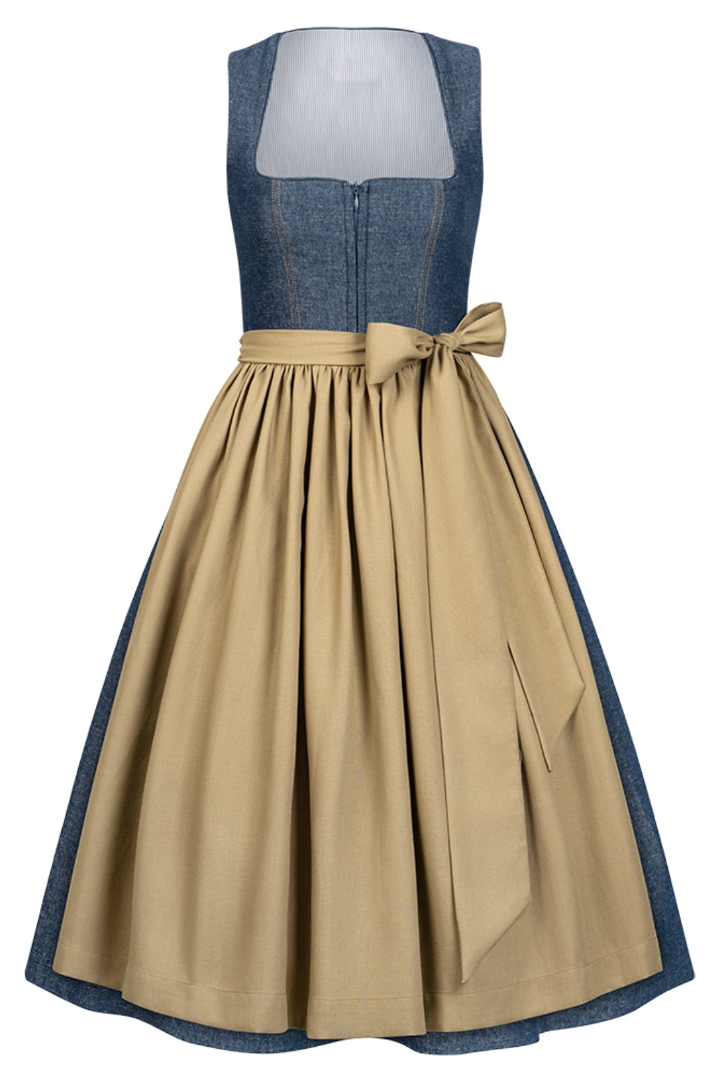 Dirndl Denim Jeans Blue mit Senfgelber TENCEL™-Schürze – 75 cm | LIGA DI BAVARIA