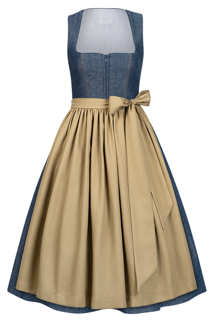 Dirndl Denim Jeans Blue mit Senfgelber TENCEL™-Schürze – 75 cm | LIGA DI BAVARIA