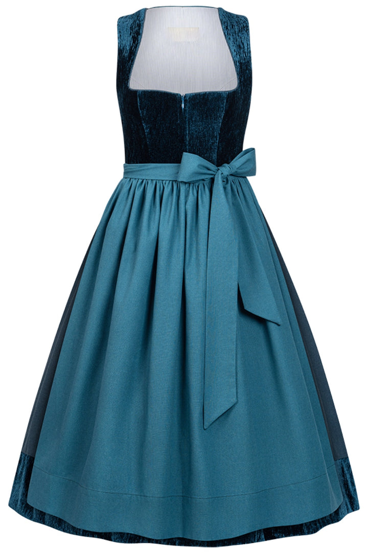 Dirndl Aquaria Jade  Samt & Leinen – 75 cm | LIGA DI BAVARIA