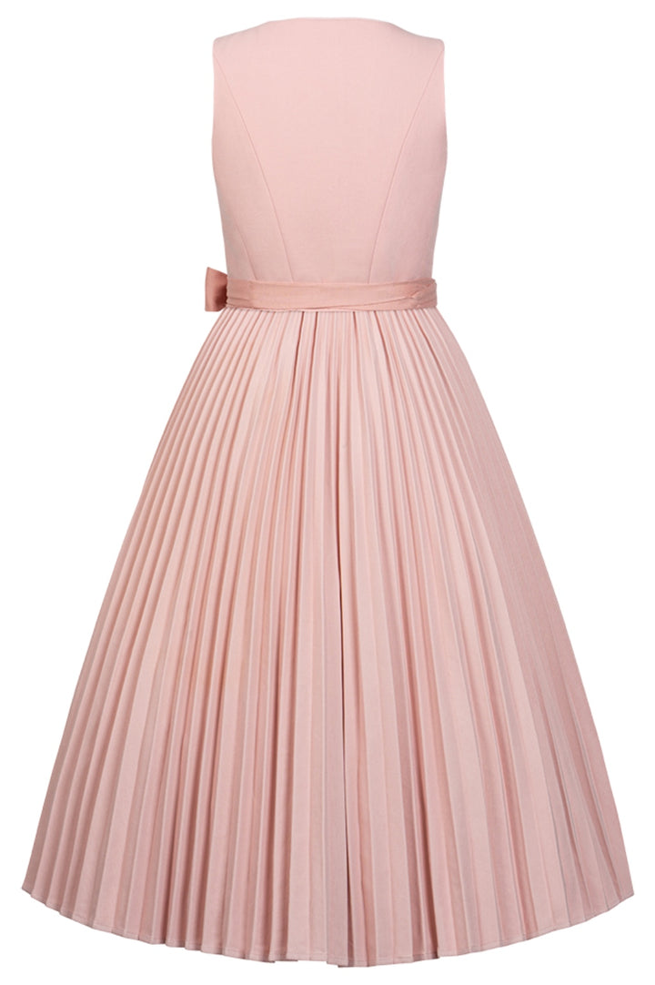 Dirndl Puderrosé Plissee mit TENCEL™-Leinenschürze – 75 cm | LIGA DI BAVARIA