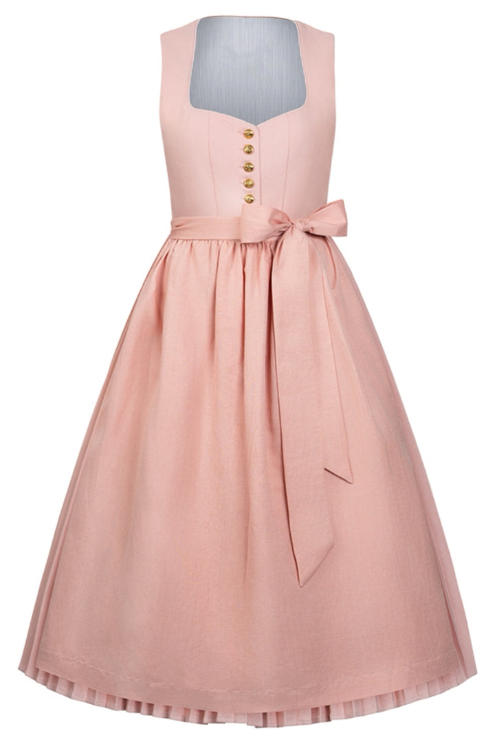Dirndl Puderrosé Plissee mit TENCEL™-Leinenschürze – 75 cm | LIGA DI BAVARIA