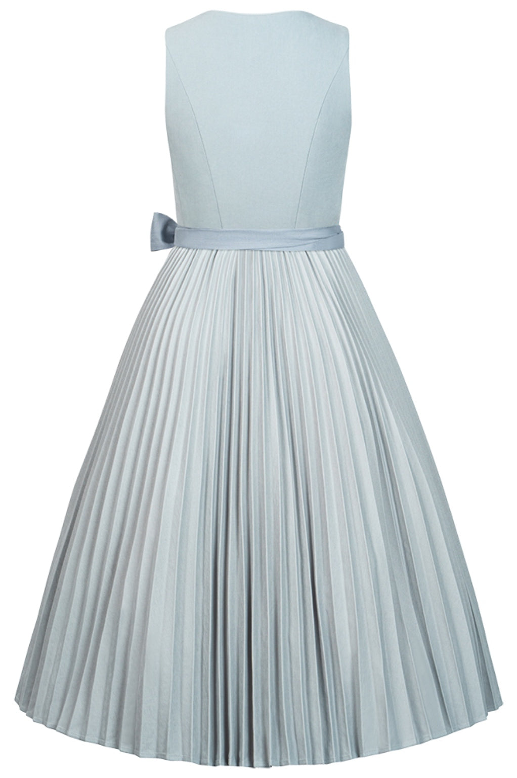 Eisblaues Plissee-Dirndl mit TENCEL™-Leinenschürze – 75 cm | LIGA DI BAVARIA