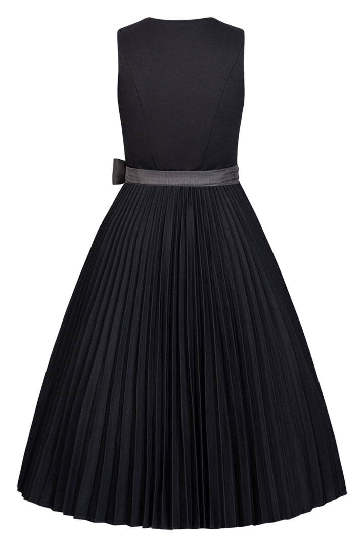 Dirndl Tiefschwarz Plissee mit TENCEL™-Leinenschürze – 75 cm | LIGA DI BAVARIA