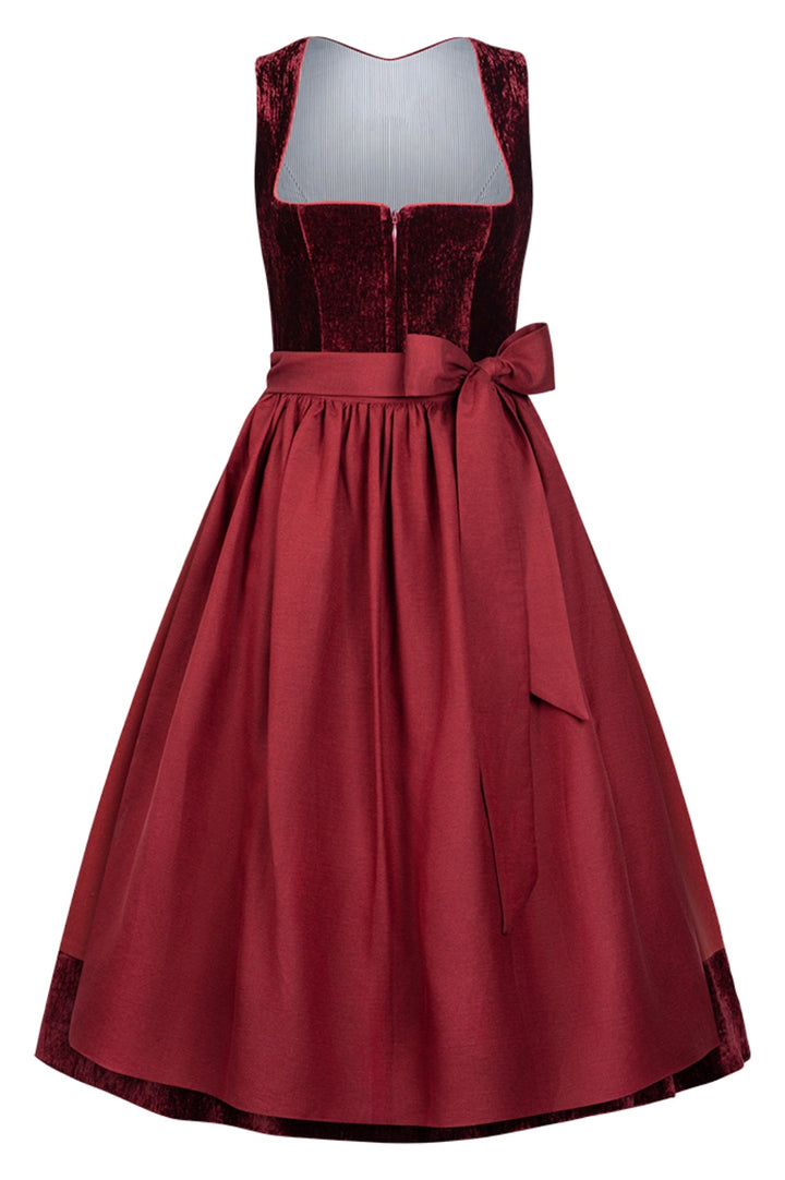 Dirndl Rubina Kirschrot Samt & Leinen – 75 cm | LIGA DI BAVARIA