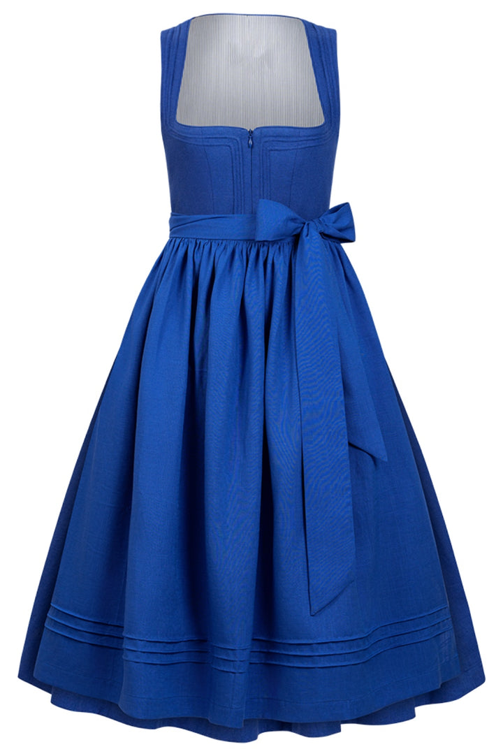 Dirndl Royal Blau Leinen mit Schnursteppung & TENCEL™-Schürze – 75 cm | LIGA DI BAVARIA