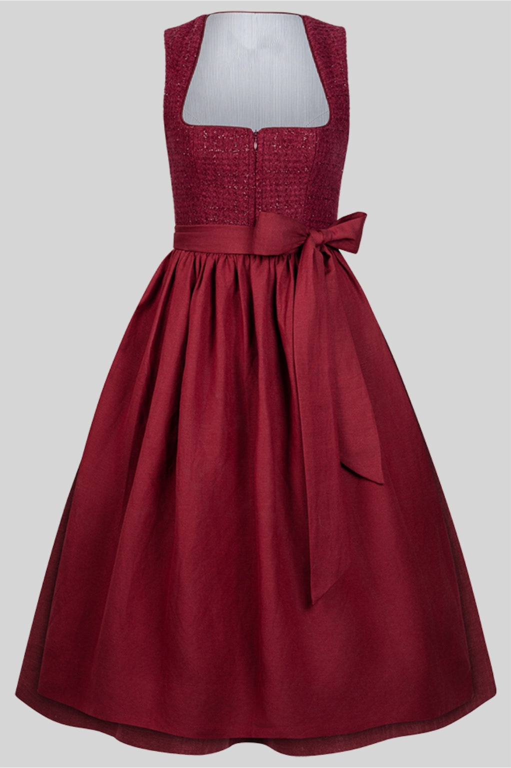 Dirndl Bordeaux Tweed Glitter Rot mit Leinen-Baumwoll-Rock – 75 cm | LIGA DI BAVARIA
