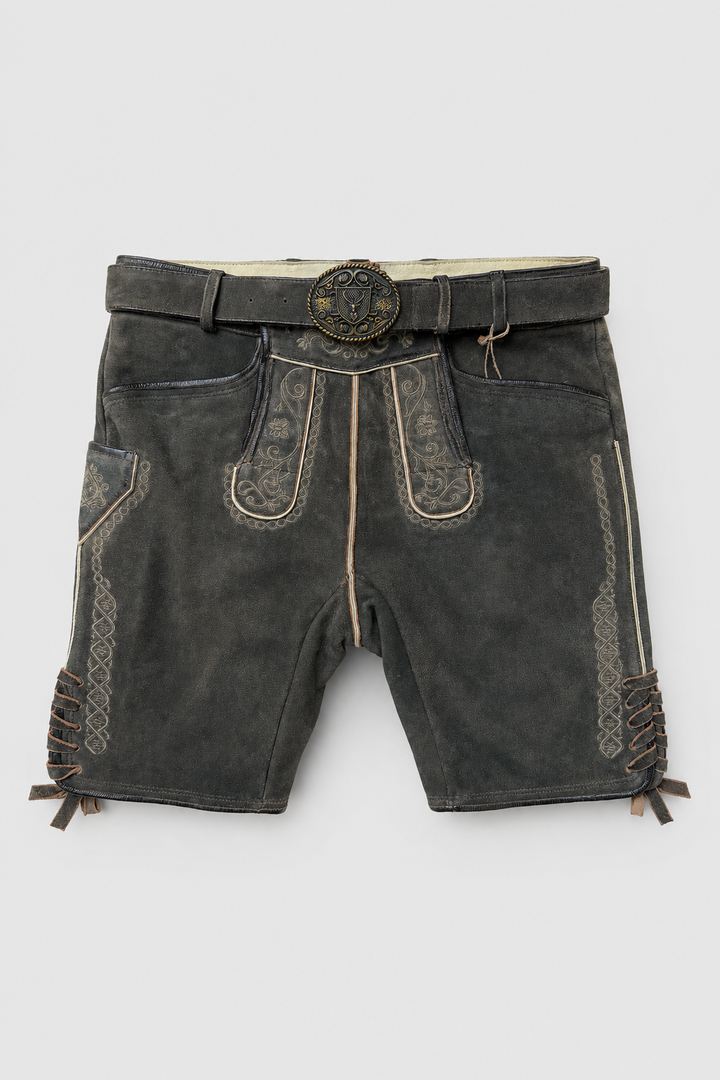 TD09 Lederhose Liga di Bavaria Luxury Collection "Ornament" deep dark brown