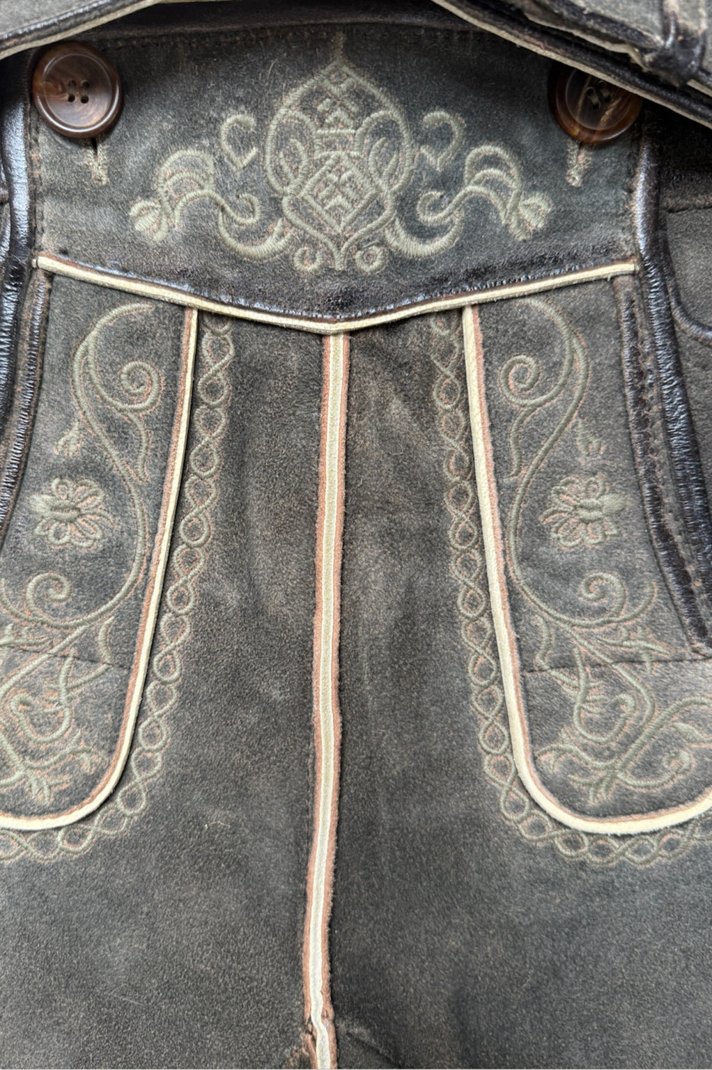 TD09 Lederhose Liga di Bavaria Luxury Collection "Ornament" deep dark brown