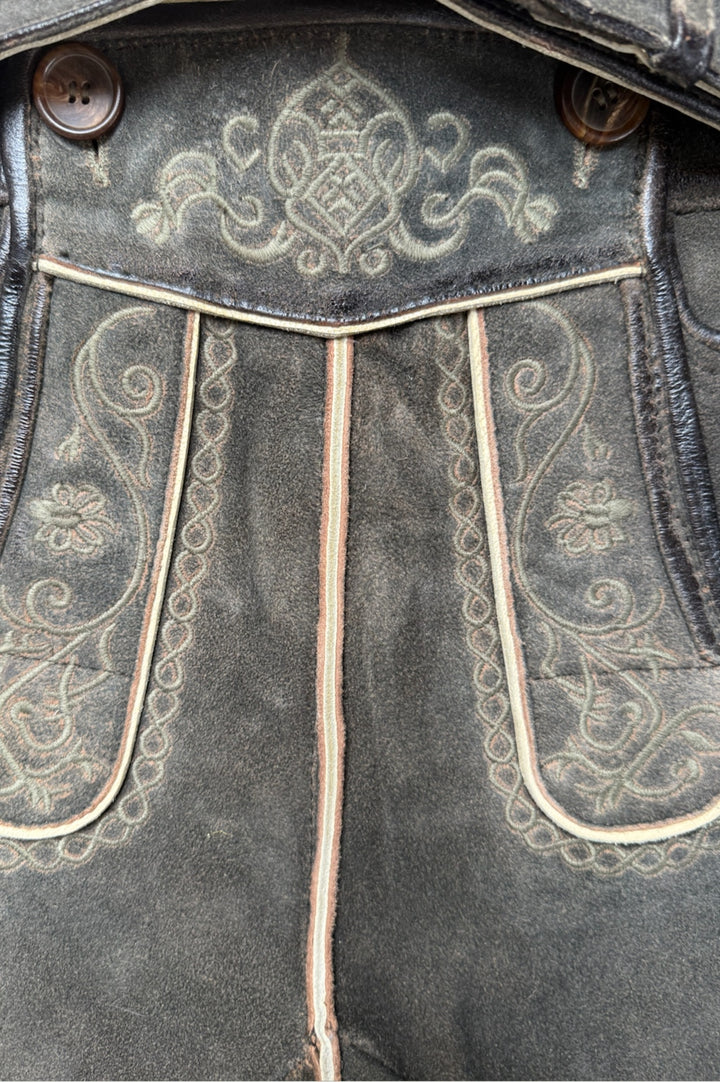 TD09 Lederhose Liga di Bavaria Luxury Collection "Ornament" deep dark brown
