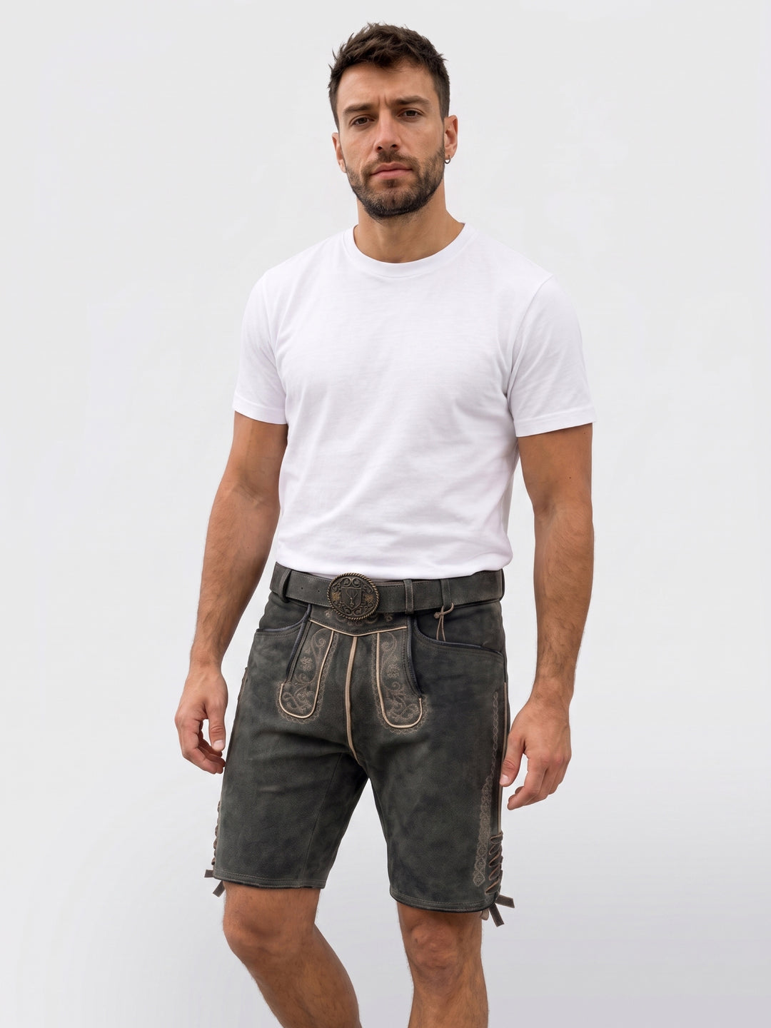TD09 Lederhose Liga di Bavaria Luxury Collection "Ornament" deep dark brown