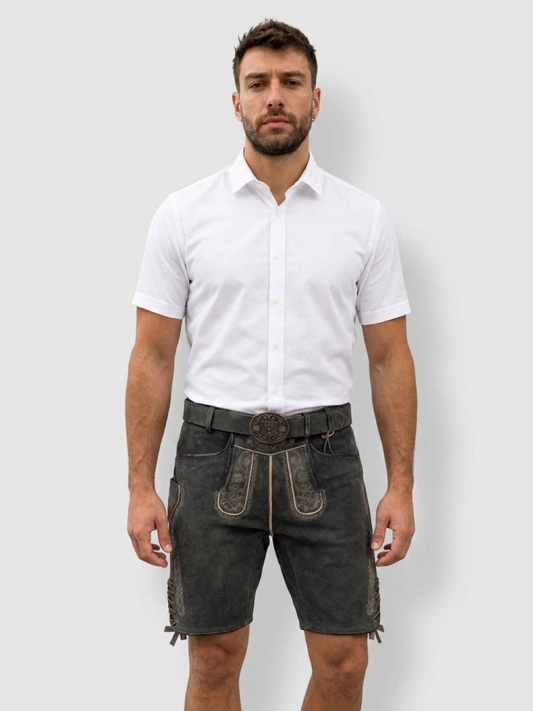TD09 Lederhose Liga di Bavaria Luxury Collection "Ornament" deep dark brown