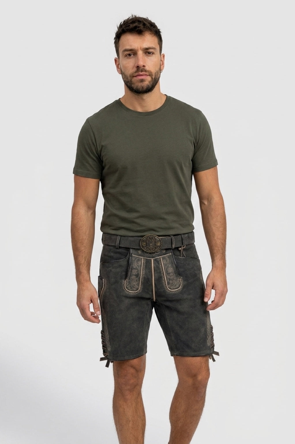 TD09 Lederhose Liga di Bavaria Luxury Collection "Ornament" deep dark brown