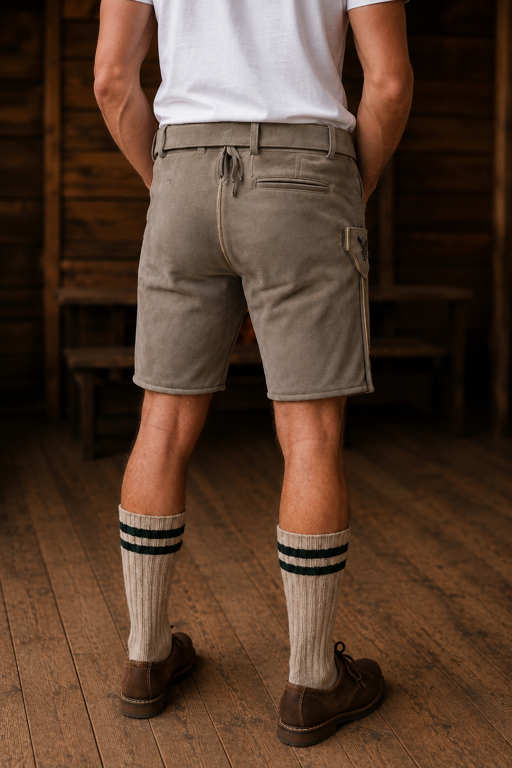 Lederhose Liga di Bavaria Luxury Collection "Gehweida" soft grey TD05