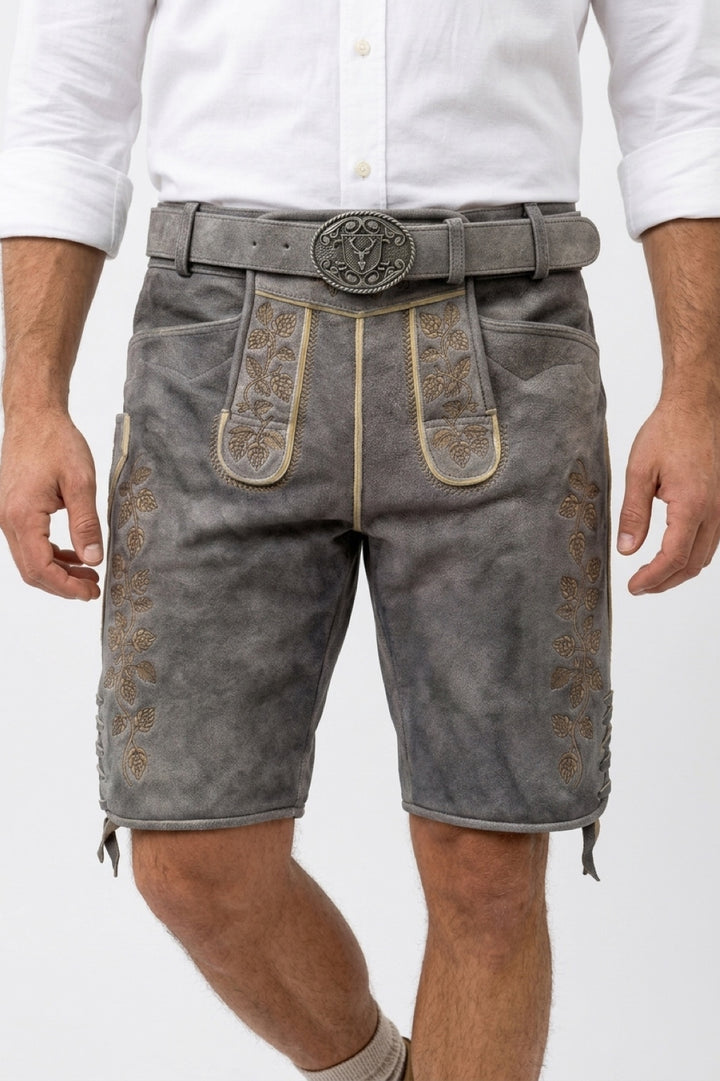 Lederhose Liga di Bavaria Luxury Collection "Holledau" deep grey TD04