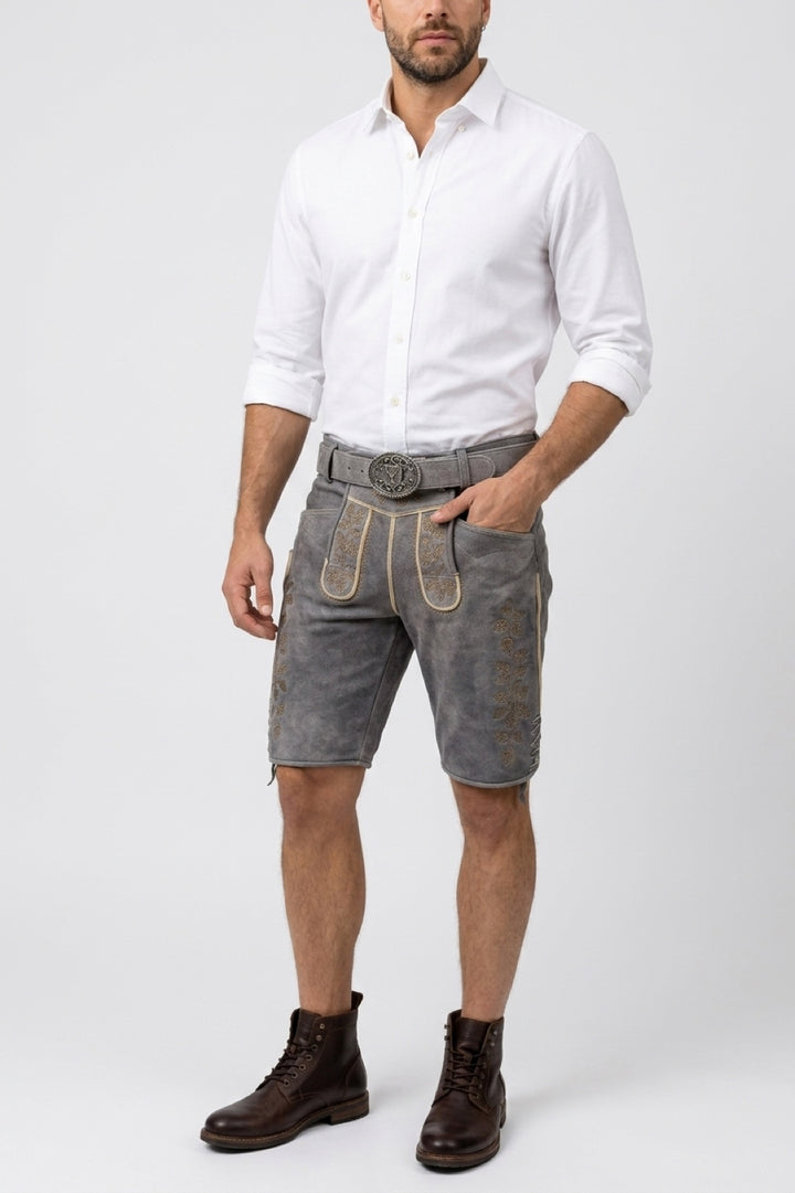 Lederhose Liga di Bavaria Luxury Collection "Holledau" deep grey TD04