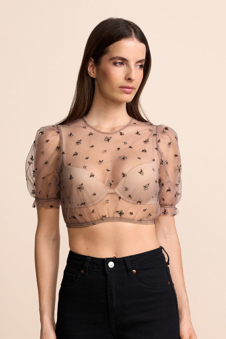 Dirndlbluse Krüger Arla braun