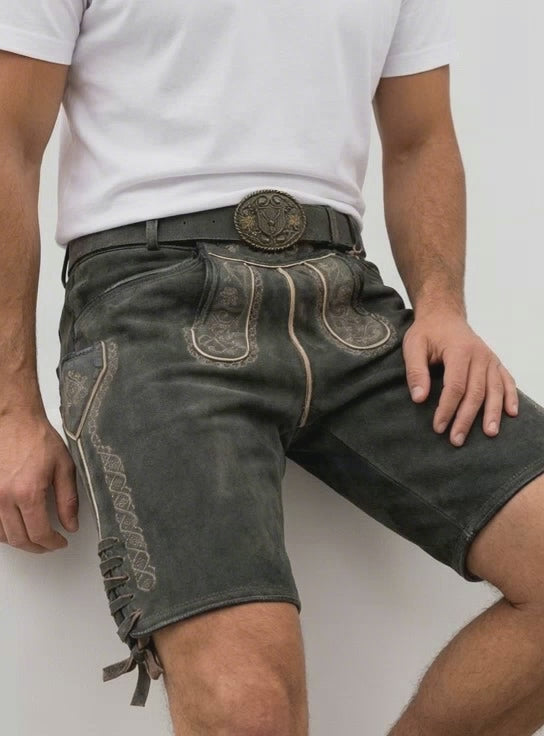 TD09 Lederhose Liga di Bavaria Luxury Collection "Ornament" deep dark brown